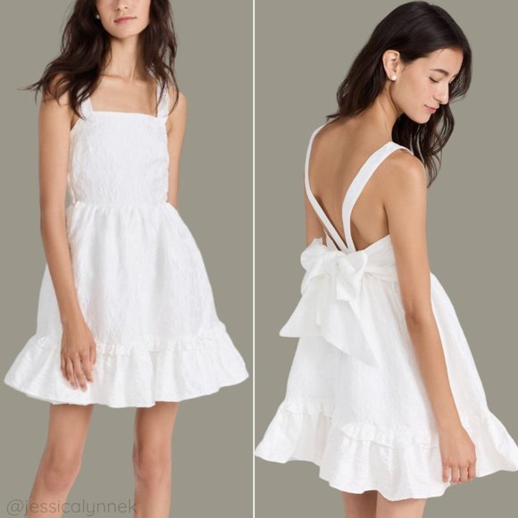 Tuckernuck Dresses & Skirts - NWT Sister Jane Jacquard Sleeveless Fit & Flare Open Bow Back Mini Dress White M
